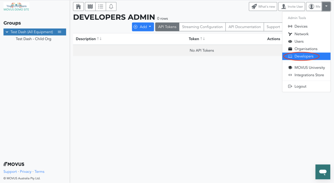 Developers Admin