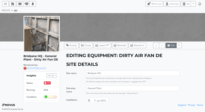 Edit Equipment Detail Page